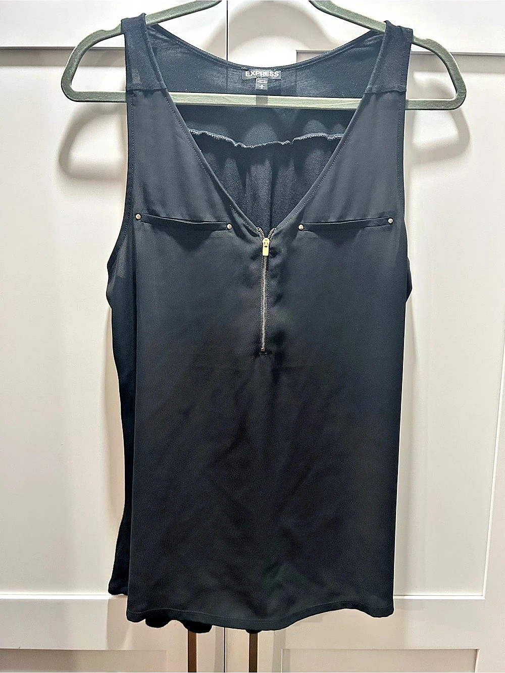 Express Black Sleeveless Zip Tank Size Medium